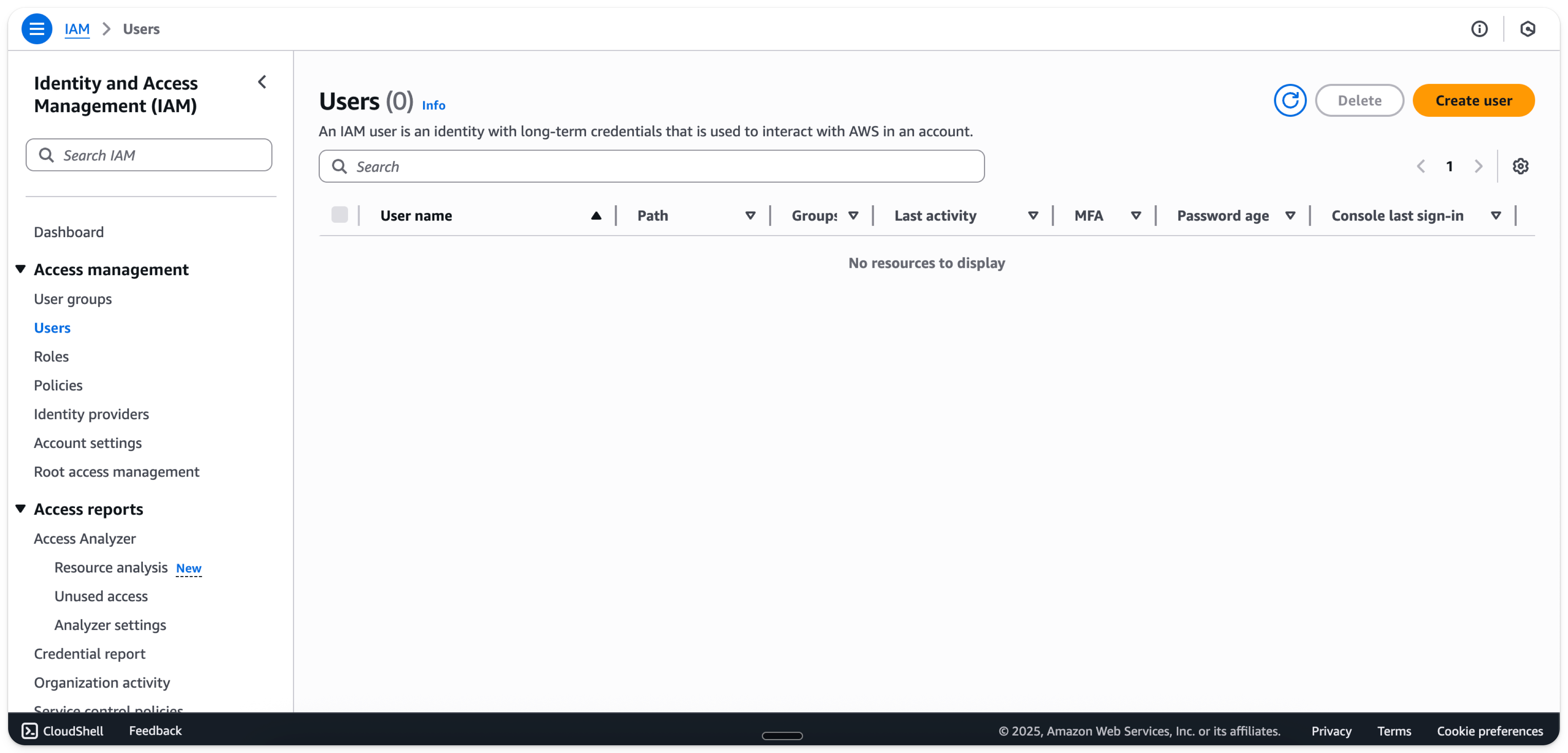 AWS IAM 관리 콘솔 - 새 사용자 추가